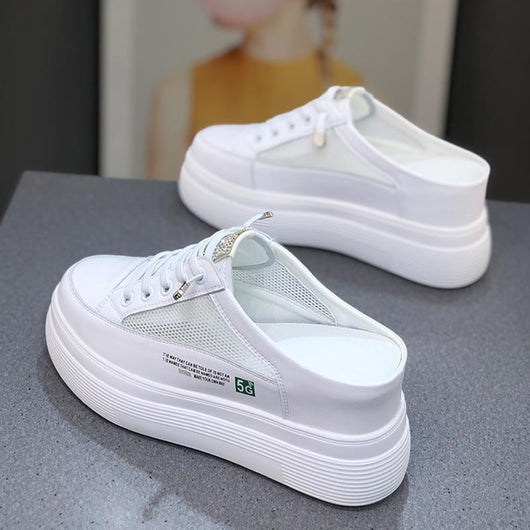 Zapatos Blancos Plataforma Mesh Ligeros y Cómodos sin Tacón - Image 4