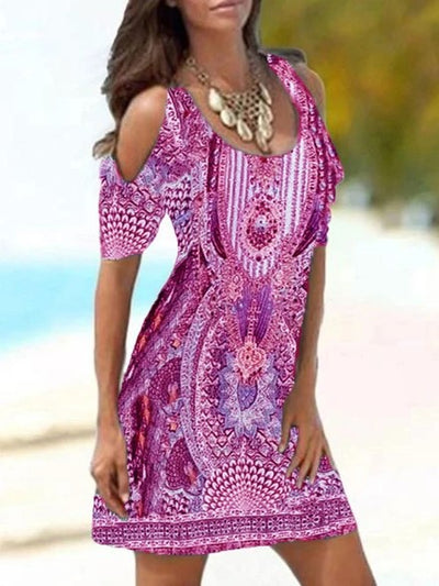 Vestido de Cuello Redondo con Cutout y Estampado Fashion - Image 3