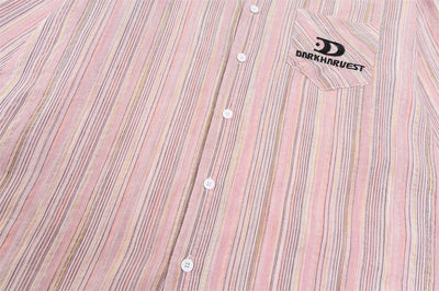 Camisa Holgada a Rayas Contraste para Hombre Otoño - Image 11
