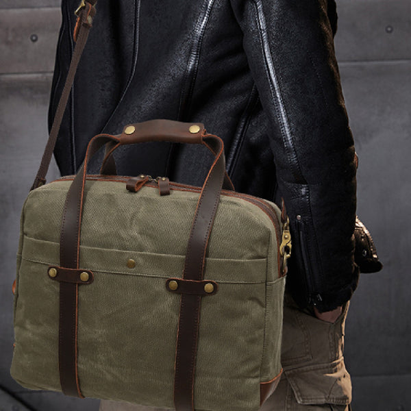 Maletín Vintage de Lona Encerada para Hombre