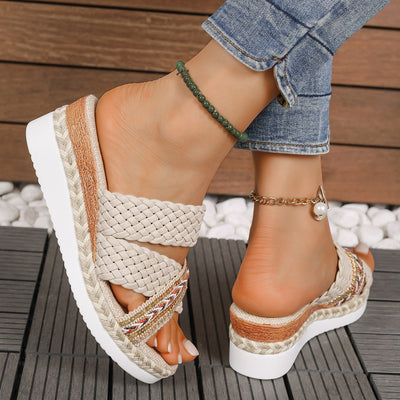 Pantuflas Casuales Tejidas en Cáñamo con Suela Reforzada para Mujer - Image 4