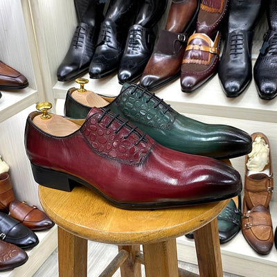 Zapatos Oxford Puntiagudos de Cuero Tejido - Elegancia Artesanal para Negocios