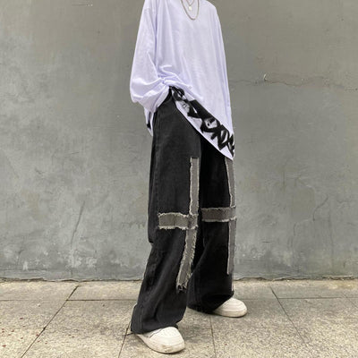 Jeans Anchos con Flecos y Detalle Cruzado - Image 7