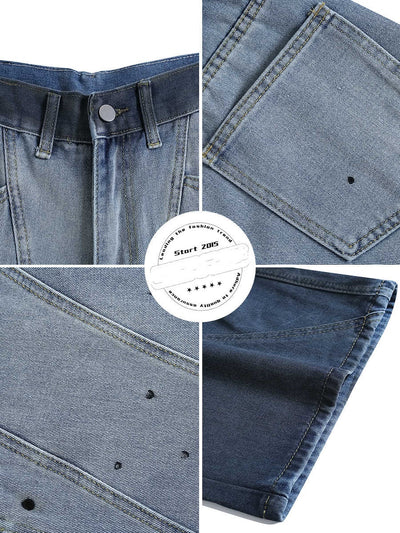 Jeans Cropped Desteñido Tie-dye Degradado Estilo Vintage - Image 11