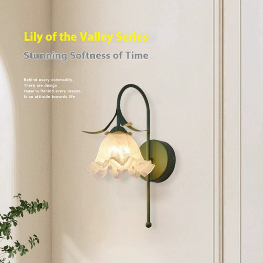 Lámpara de Pared Estilo Crema Flor de Orquídea para Mesita de Noche