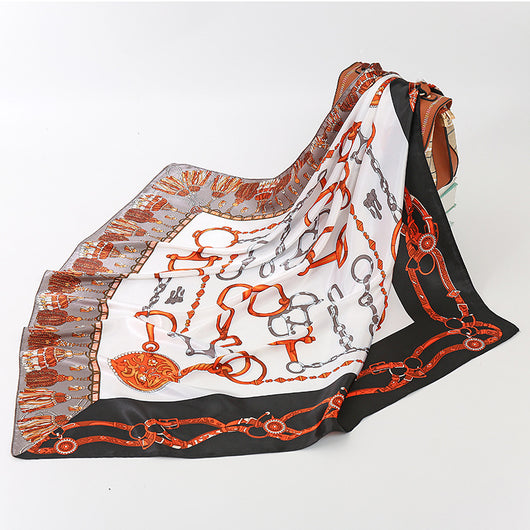 Pañuelo Estampado con Flecos y Hebilla Herradura para Mujer - Image 5