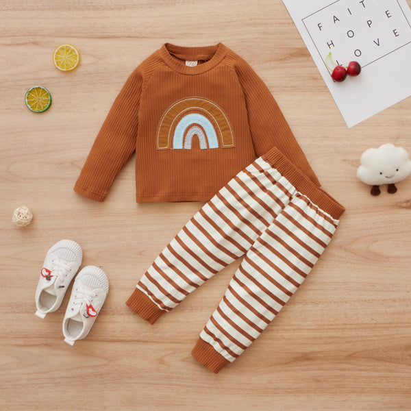 Conjunto Deportivo para Niñas Arcoíris de Algodón con Sudadera y Pantalón