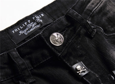 Pantalones Denim Slim Fit con Diseño de Personalidad para Discoteca - Image 32