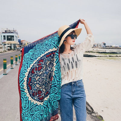Pareo Étnico de Algodón y Lino - Toalla de Playa Oversized para Viajes - Image 7
