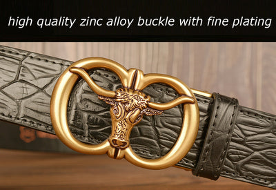 Cinturón para Hombre con Hebilla Automática Estilo Retro Cabeza de Buey - Image 10