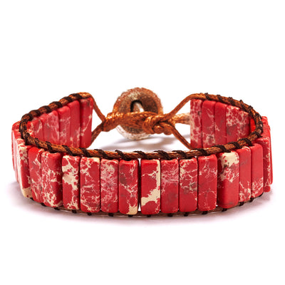 Pulsera de Cuero Tejida a Mano con Piedra Imperial Coloreada - Image 18