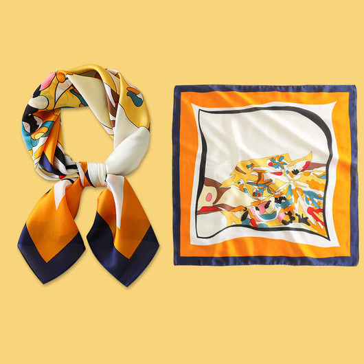 Pañuelo de Seda Cuadrado Amarillo para Mujer - Image 4