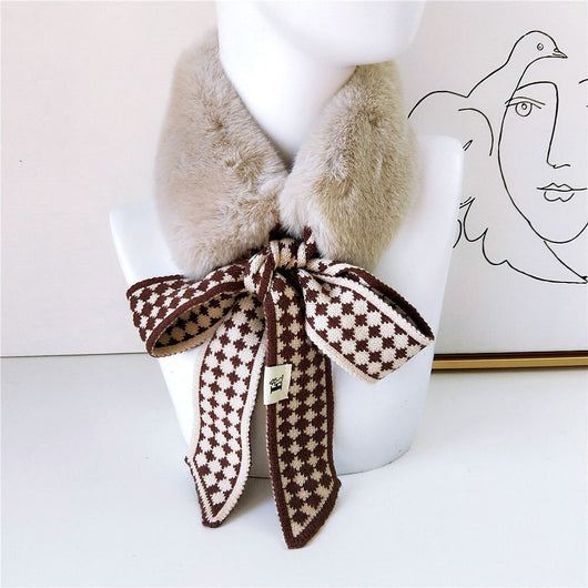 Bufanda Cuello de Piel Pata de Gallo Estilo Coreano - Abrigo Grueso Invierno Mujer - Image 12