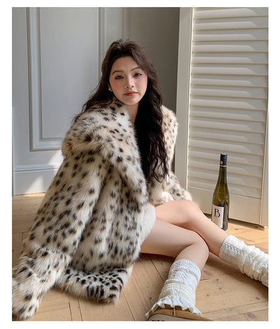 Abrigo de Piel Estampado Leopardo con Cuello de Piel para Mujer - Image 19