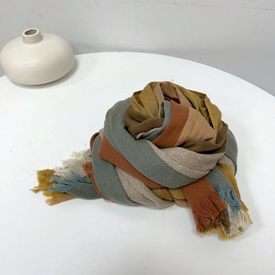Pañuelo de Algodón y Lino a Rayas - Chal Suave para Mujer - Image 6