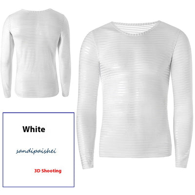 Camiseta Manga Larga a Rayas Talla Grande para Hombre - Image 15