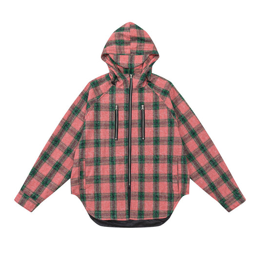 Camisa Abrigo Cuadrillé con Capucha - Estilo Europeo y Americano