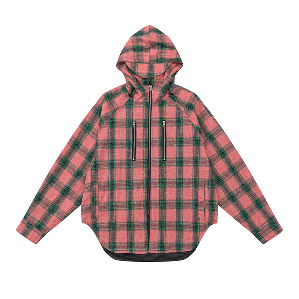 Camisa Abrigo Cuadrillé con Capucha - Estilo Europeo y Americano