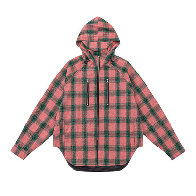 Camisa Abrigo Cuadrillé con Capucha - Estilo Europeo y Americano