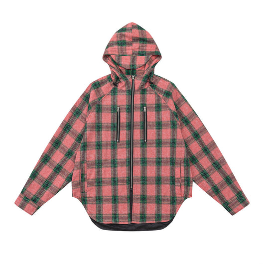Camisa Abrigo Cuadrillé con Capucha - Estilo Europeo y Americano