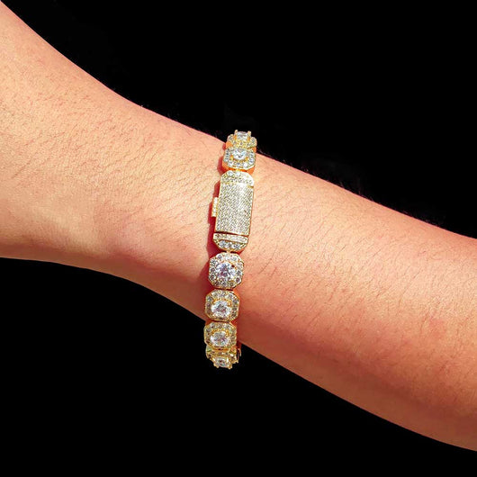 Cadena Hip Hop Cuadrada de Piedra de Caramelo - Collar y Pulsera - Image 50