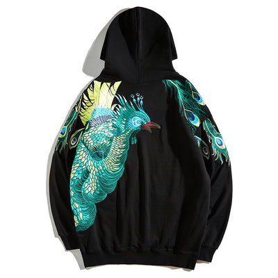 Sudadera con Capucha y Bordado de Pavo Real para Hombre - Image 7