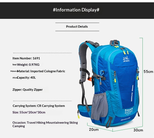 Mochila de Trekking Impermeable con Doble Soporte para Hombros - Image 6