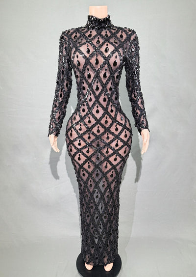 Vestido de Fiesta Elegante con Cristales Brillantes para Mujer - Image 42