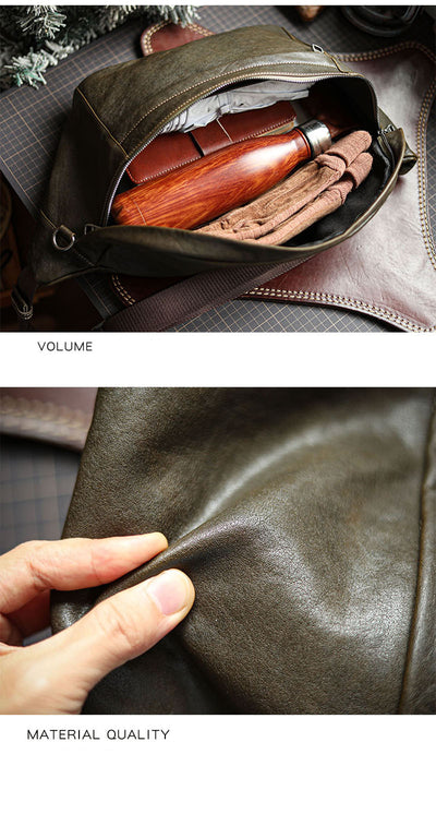 Bolsa Mensajero de Cuero Vacuno Vintage Gran Capacidad para Hombre - Image 11