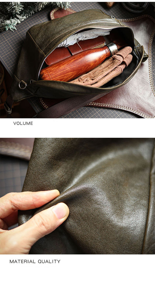Bolsa Mensajero de Cuero Vacuno Vintage Gran Capacidad para Hombre - Image 11