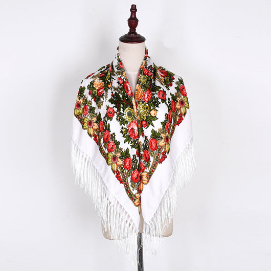 Pashmina Étnica con Flores Bordadas y Borlas - Image 36