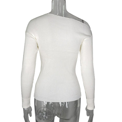 Blusa Blanca con Hombro Caído y Manga Larga - Image 6