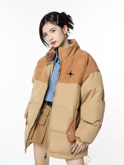 Chaqueta Acolchada de Pana Retro con Cuello Alto para Mujer - Image 9