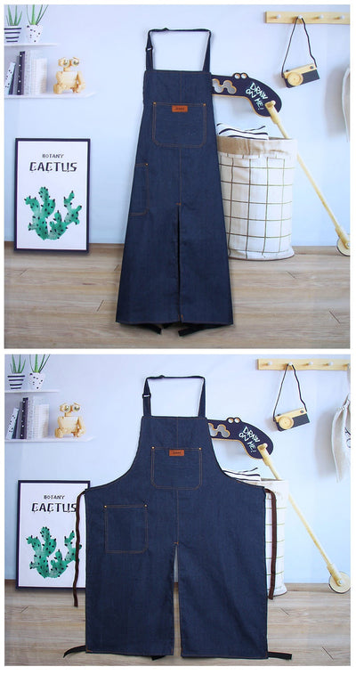 Delantal de Trabajo Denim Desarmable con Bolsillos y Protección Antitinta - Image 9