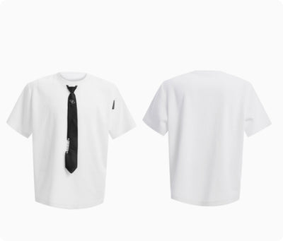 Camiseta Manga Corta Diseño Costura Nicho Color Sólido - Image 8