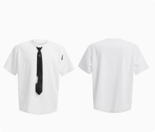 Camiseta Manga Corta Diseño Costura Nicho Color Sólido - Image 8