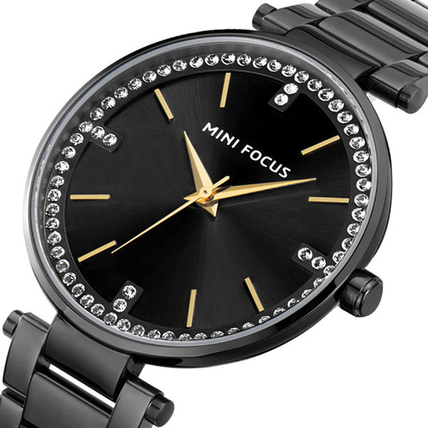 Reloj de Cuarzo para Mujer con Diamantes, Calendario y Resistencia al Agua