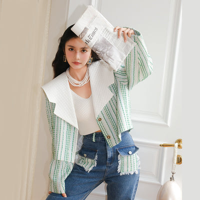 Chaqueta Corta de Otoño Estilo Coreano para Mujer con Solapa Elegante - Image 5