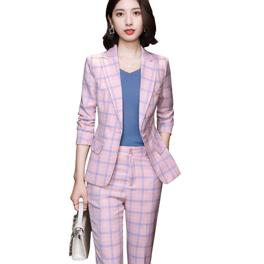 Traje Ejecutivo para Mujer en Cuadros con Mangas Largas - Image 6