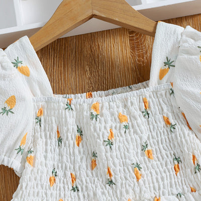 Vestido Infantil Estampado de Zanahoria con Cuello Cuadrado - Colección Verano - Image 5