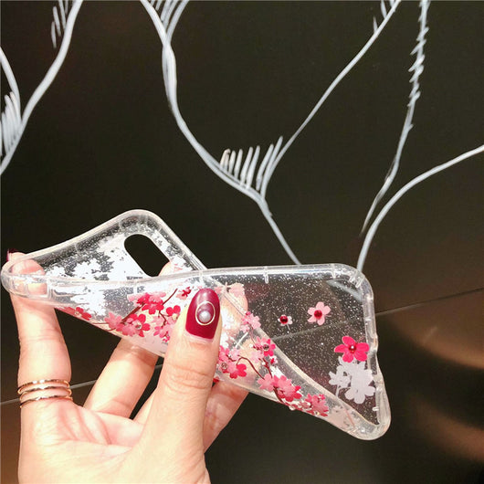 Funda para celular con brillo flor de durazno - Image 9
