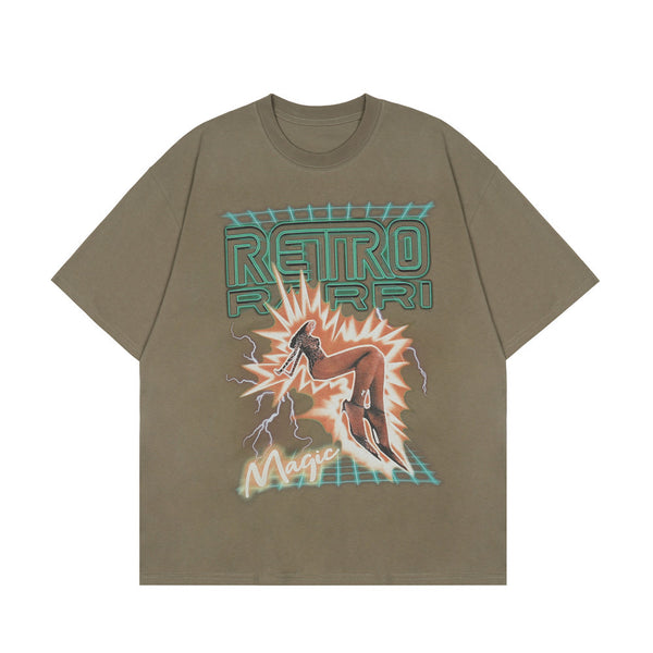 Camiseta Estampada con Caracteres para Hombre - Corte Europeo