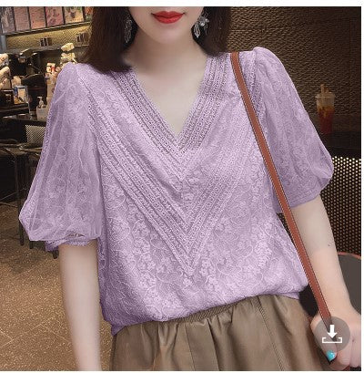 Blusa Elegante Cuello en V con Mangas Abullonadas - Image 2