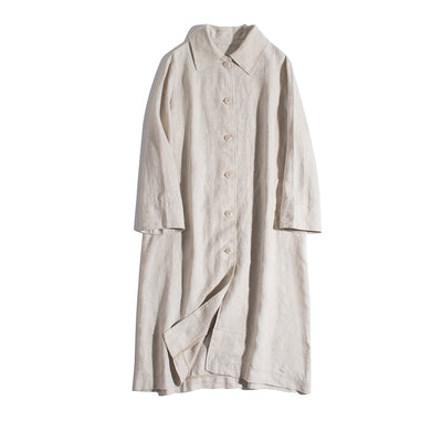 Abrigo Trench Coat de Algodón y Lino con Solapas Holgadas para Mujer - Image 12