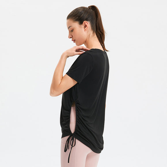 Blusa Suelta de Cuello Redondo en Color Sólido para Mujer