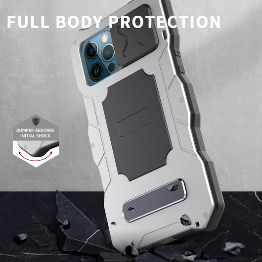 Funda Protectora 3 en 1 con Espejo y Soporte Metálico para iPhone