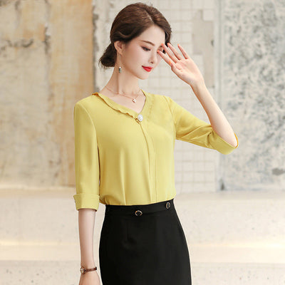 Blusa Profesional Manga Larga Color Verde Mantequilla - Image 11