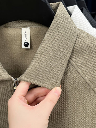Polo Manga Larga con Textura Waffle y Cierre Medio - Estilo Americano - Image 11