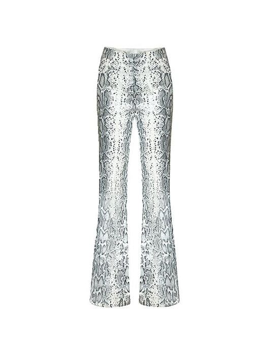 Pantalón Acampanado Cintura Baja con Estampado de Serpiente y Lentejuelas - Image 8