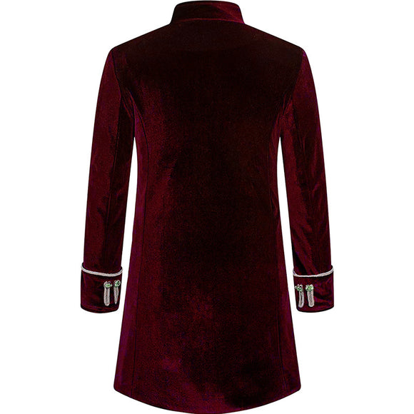 Abrigo Uniforme Steampunk Terciopelo Cuello Alto para Hombre